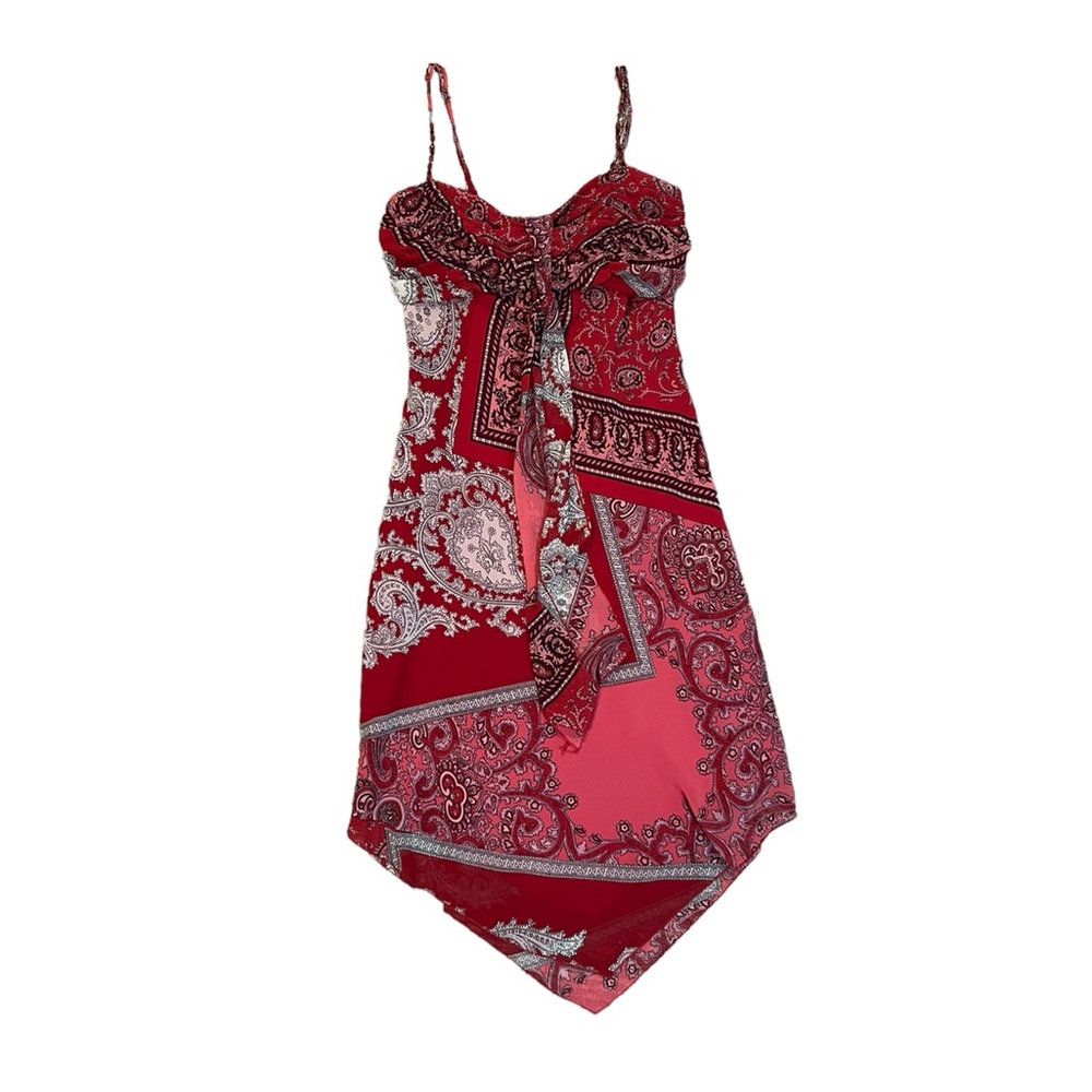 Vintage red size 4 dress, spaghetti or halter, GUC